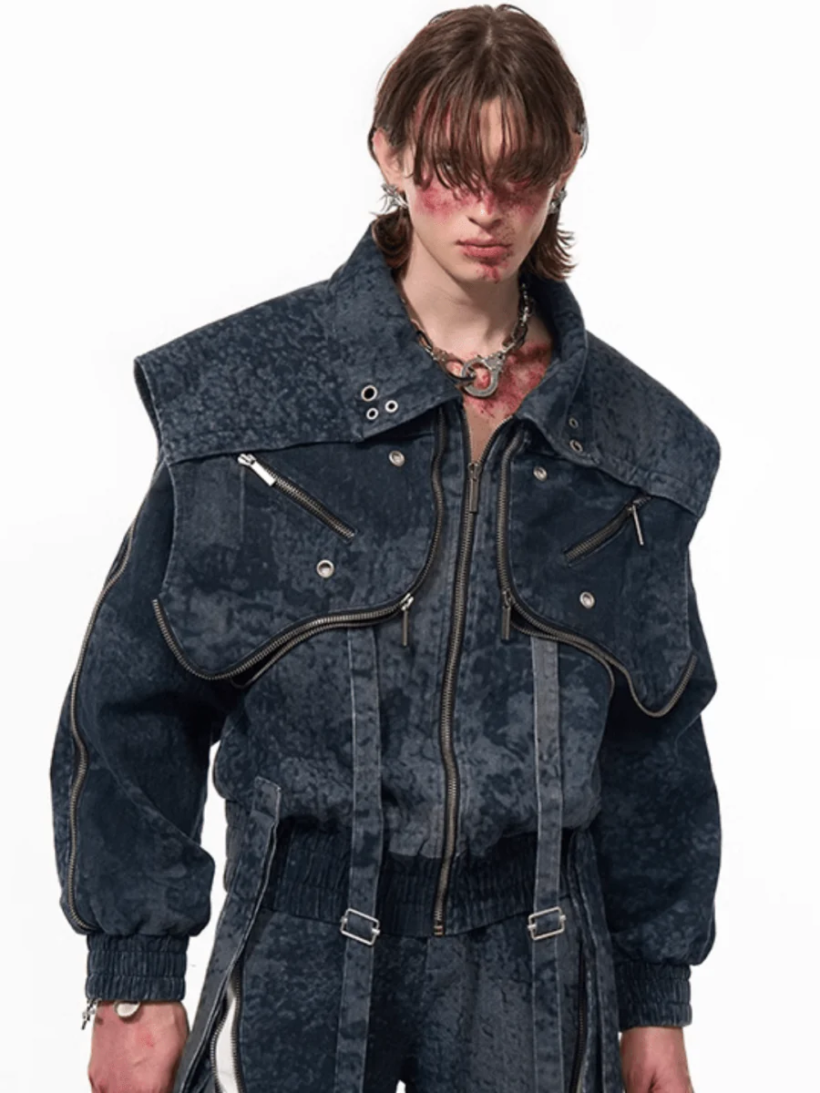 [STARTEXCEEDEND] Zipper structure splicing Jacket + Bottoms st1878