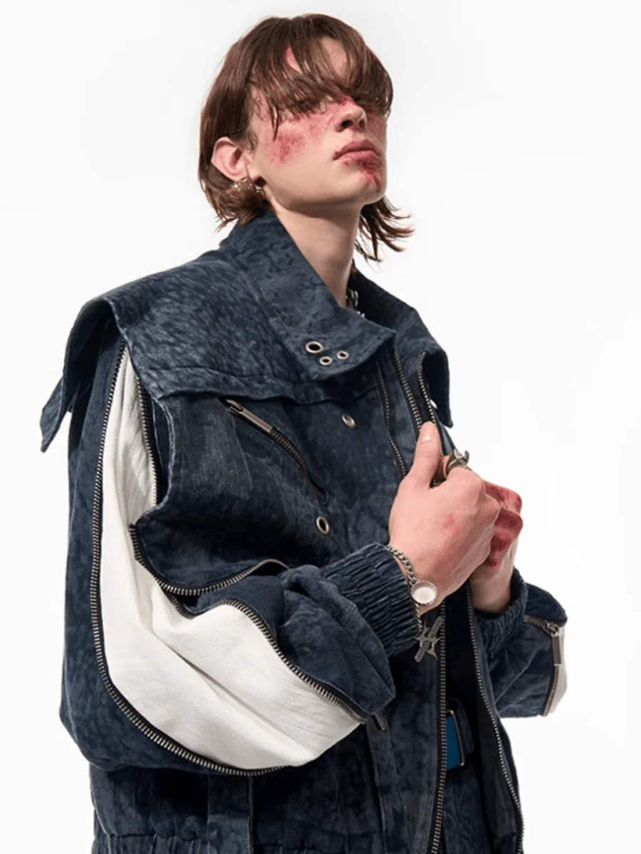 [STARTEXCEEDEND] Zipper structure splicing Jacket + Bottoms st1878