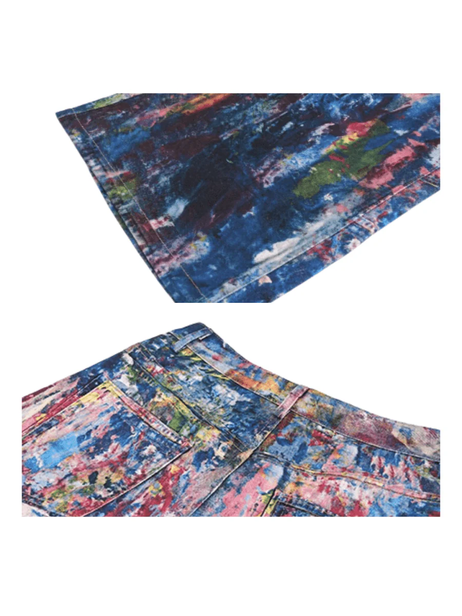 [STARTEXCEEDEND] Graffiti oil painting wide-leg jeans st1876