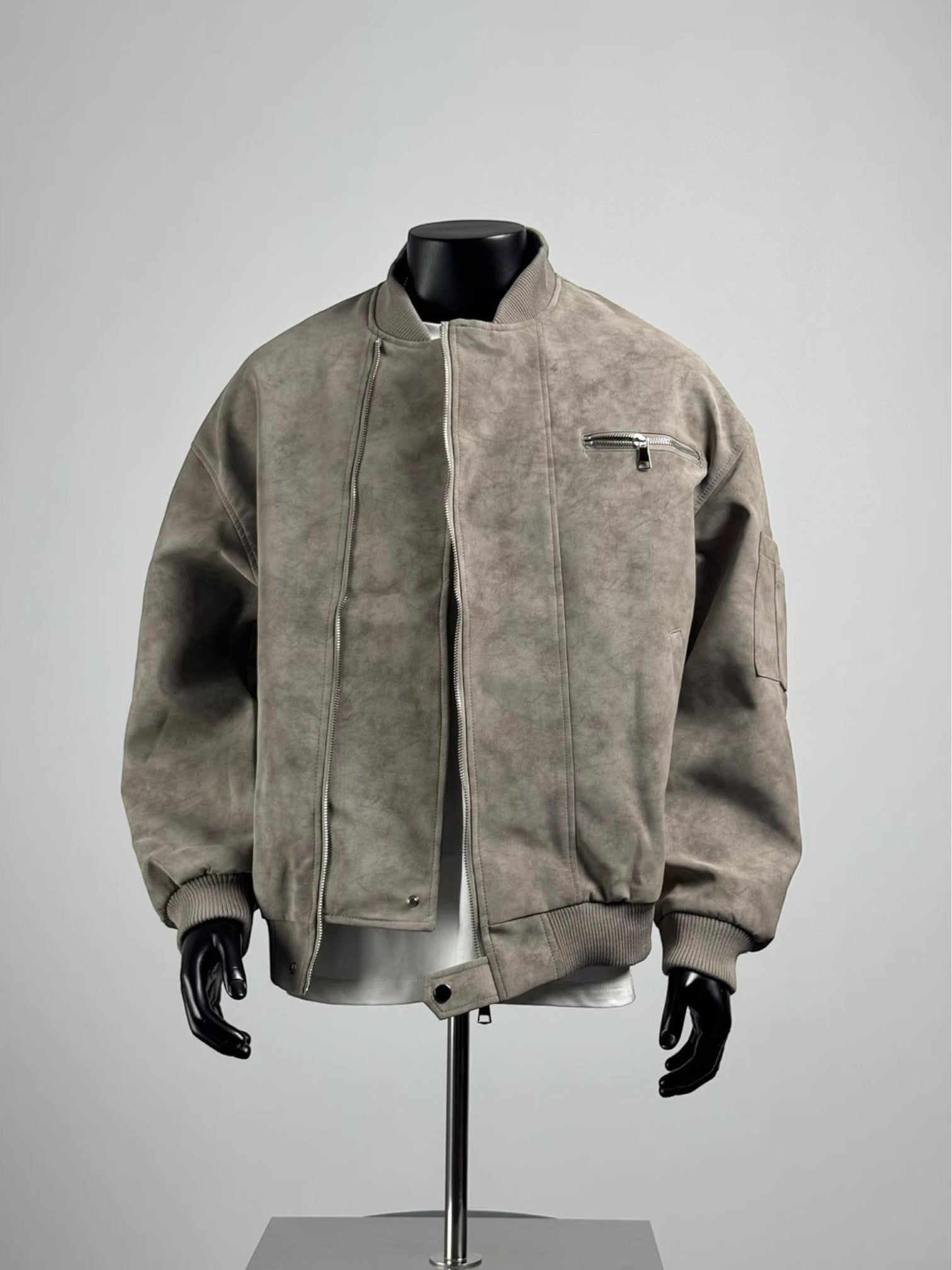 [TANCCHUI] LOOSE STAND-COLLAR MOTO JACKET st5038