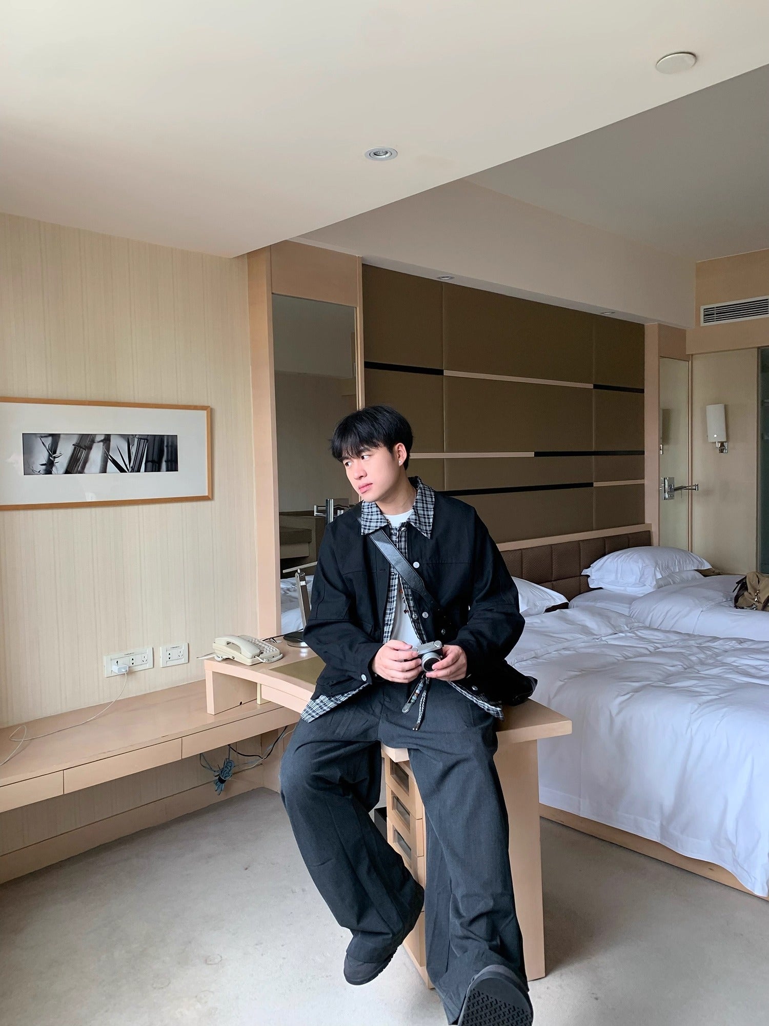 [OV] PLAID LAYERED WORK JACKET st5049