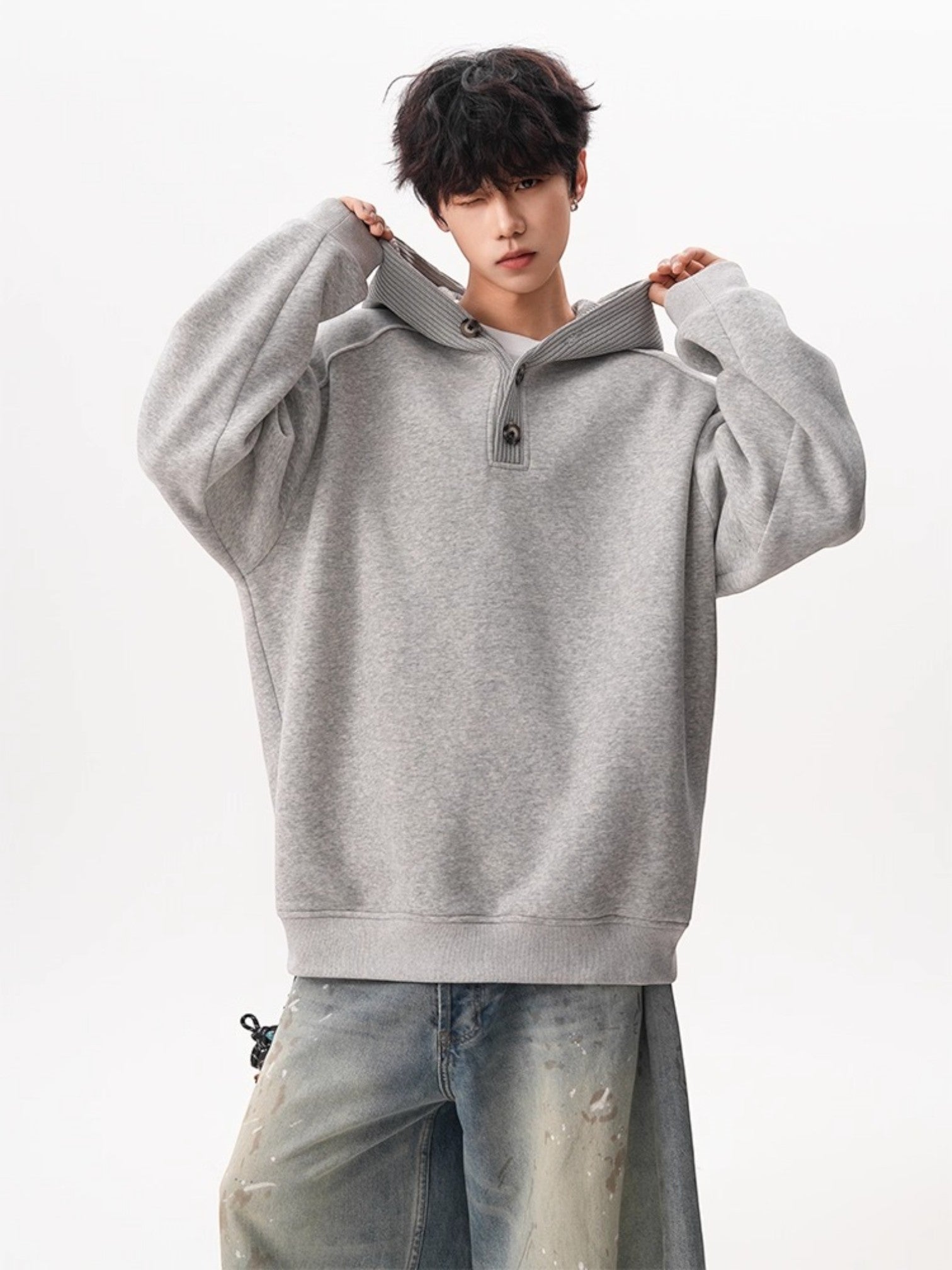 두꺼운 니트 후드티 st5047