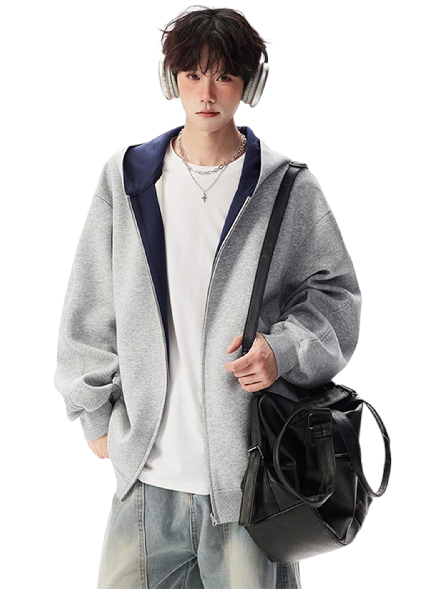 [OLD] FAUX TWO-PIECE HOODED LOOSE JACKET st5035