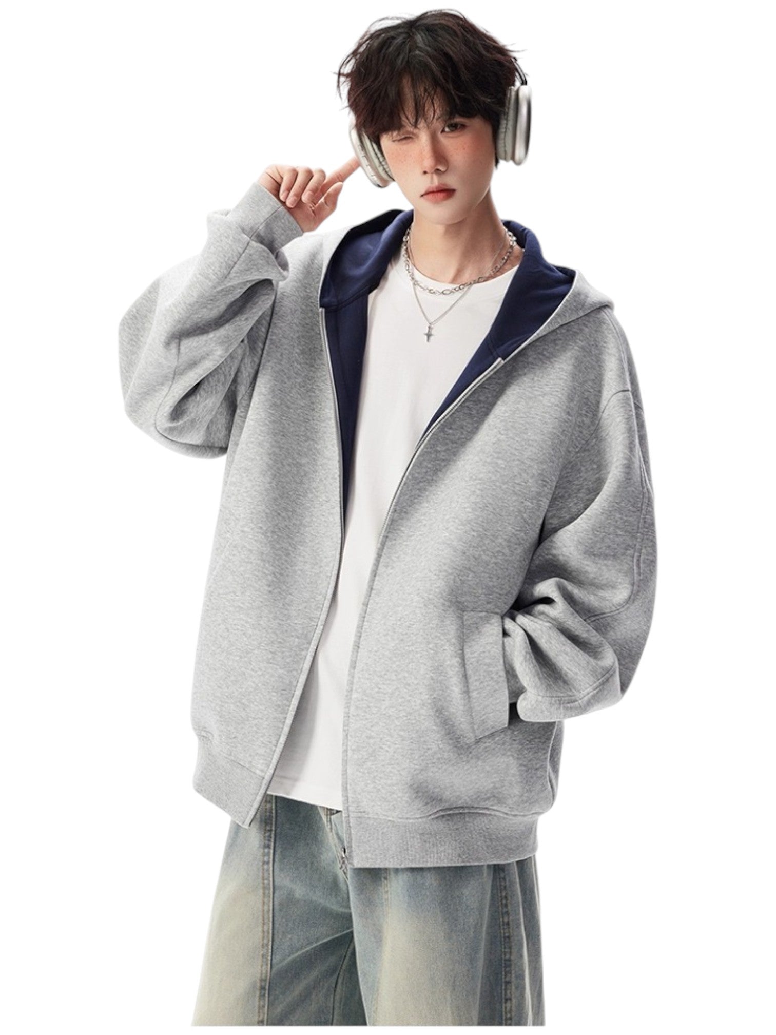 [OLD] FAUX TWO-PIECE HOODED LOOSE JACKET st5035