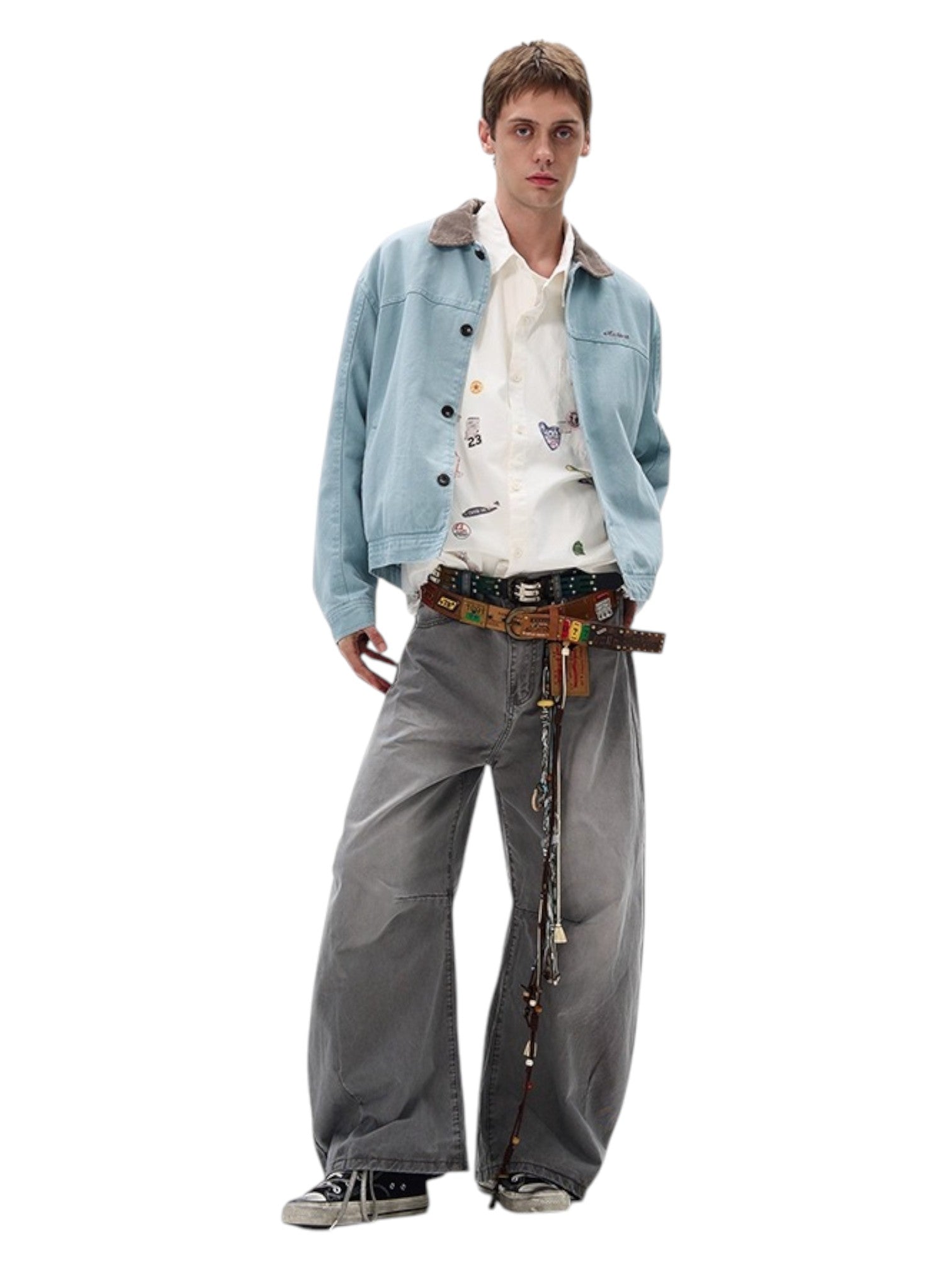 [MADWITCH] WASHED RETRO CONTRAST COLLAR WORKWEAR JACKET st5036