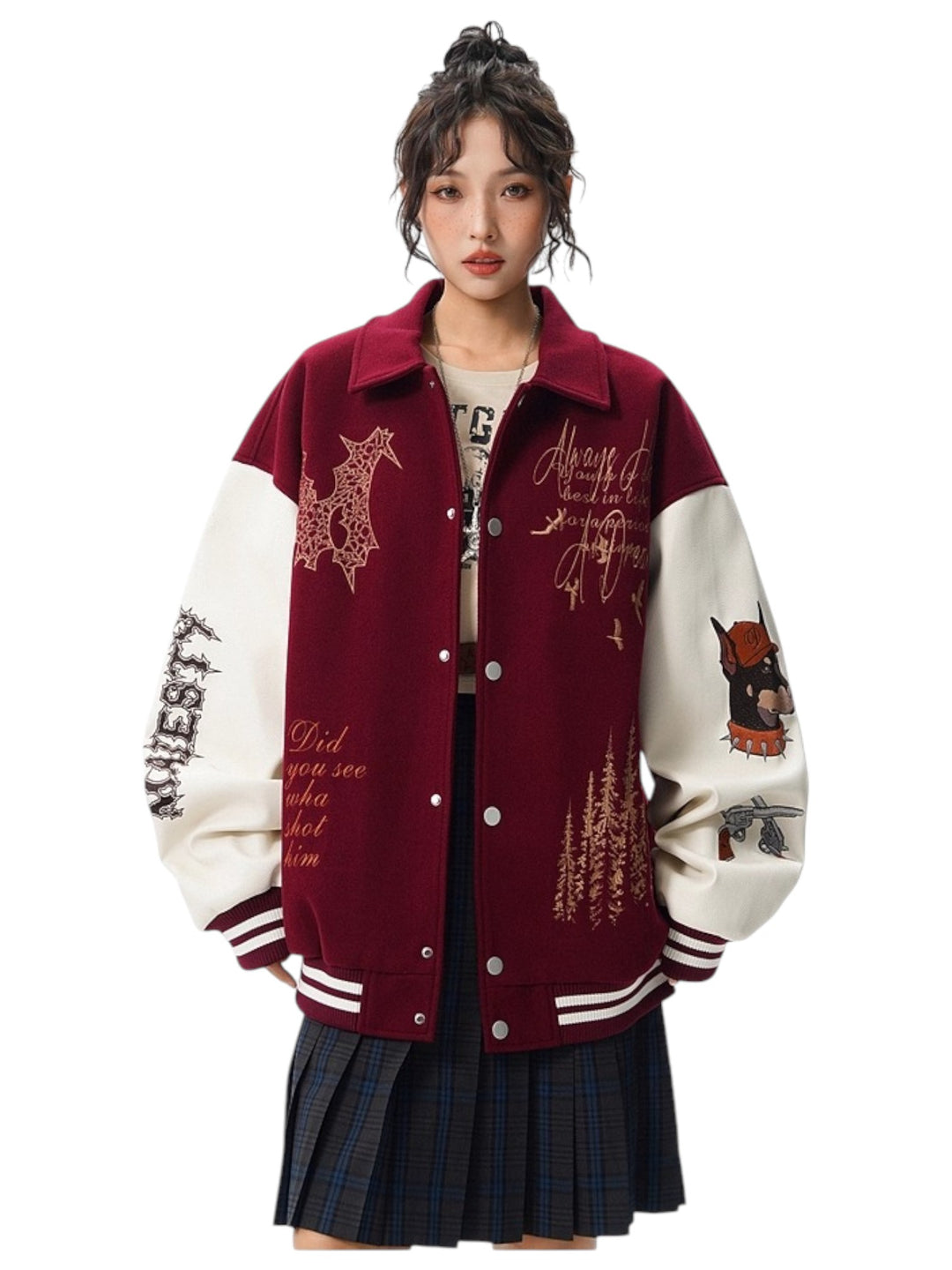 VINTAGE EMBROIDERED VARSITY JACKET-MEN'S RETRO STREETWEAR EHW5021