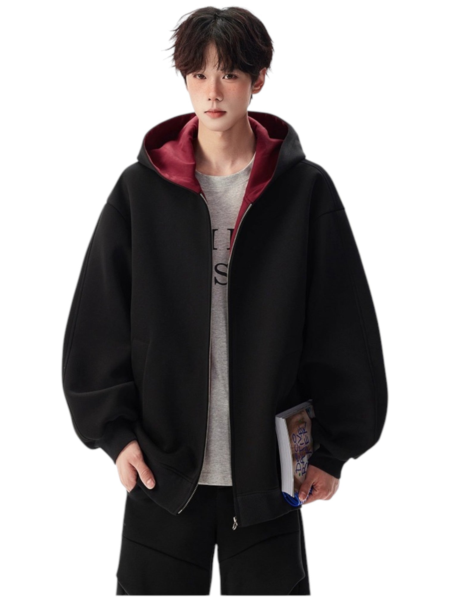 [OLD] FAUX TWO-PIECE HOODED LOOSE JACKET st5035