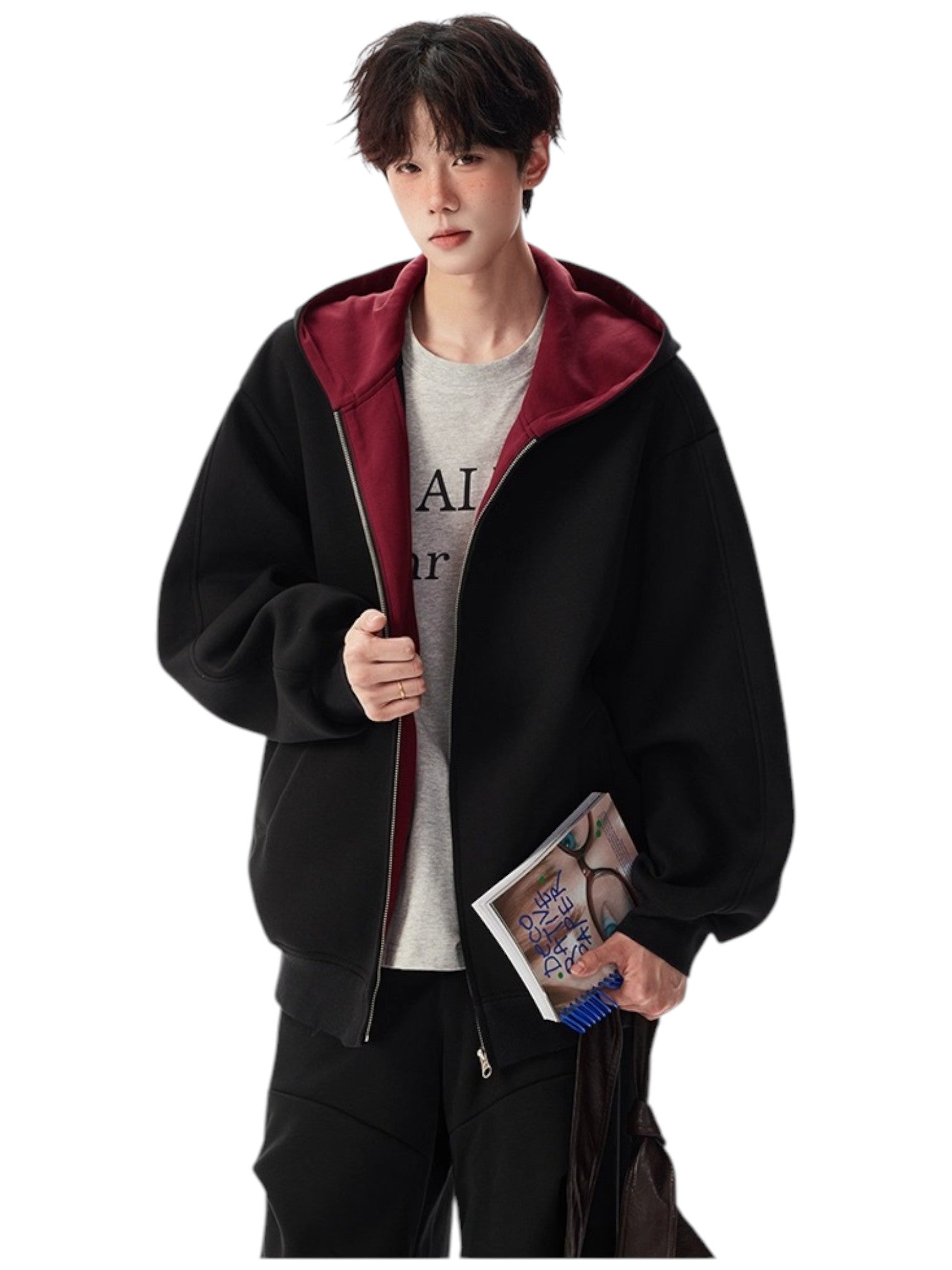 [OLD] FAUX TWO-PIECE HOODED LOOSE JACKET st5035