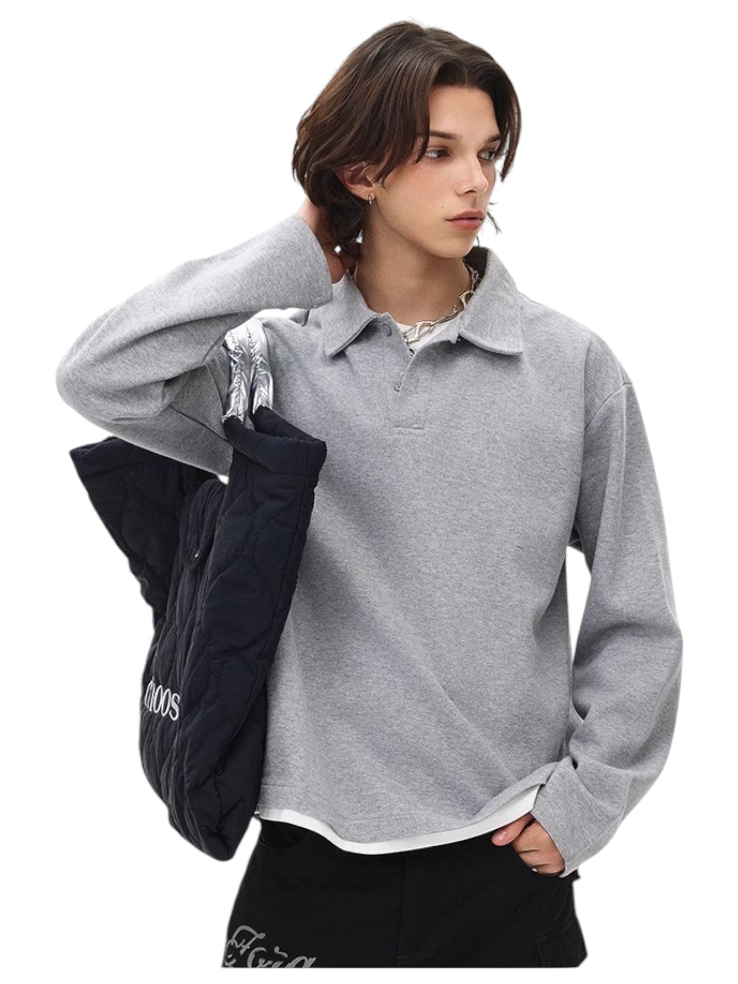 [BLAEXIT] BLAEXIT 레이어드 칼라 폴로 셔츠 st5043