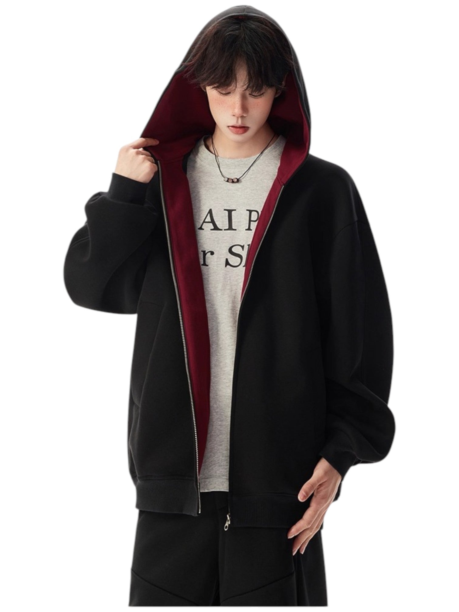 [OLD] FAUX TWO-PIECE HOODED LOOSE JACKET st5035