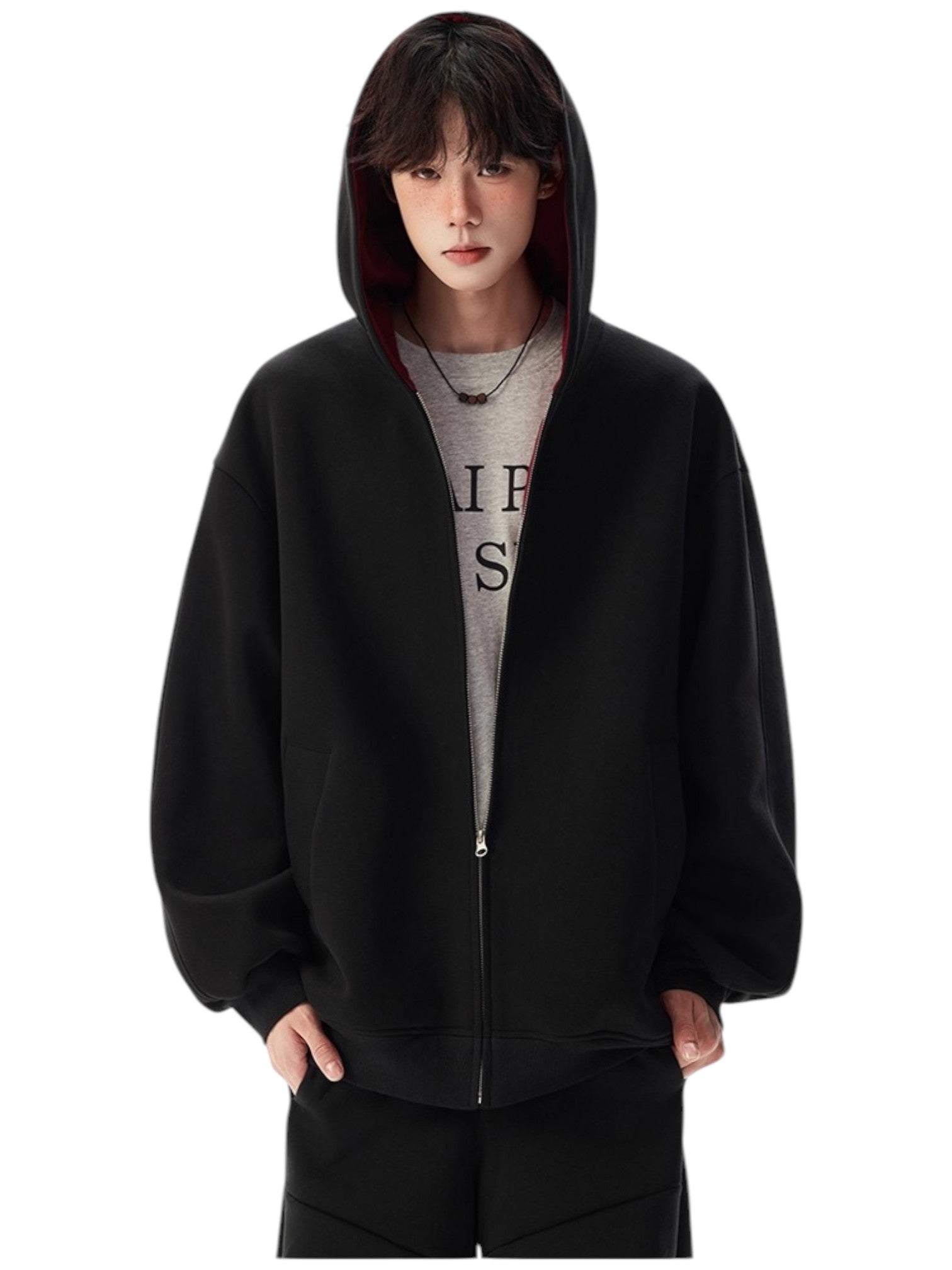 [OLD] FAUX TWO-PIECE HOODED LOOSE JACKET st5035