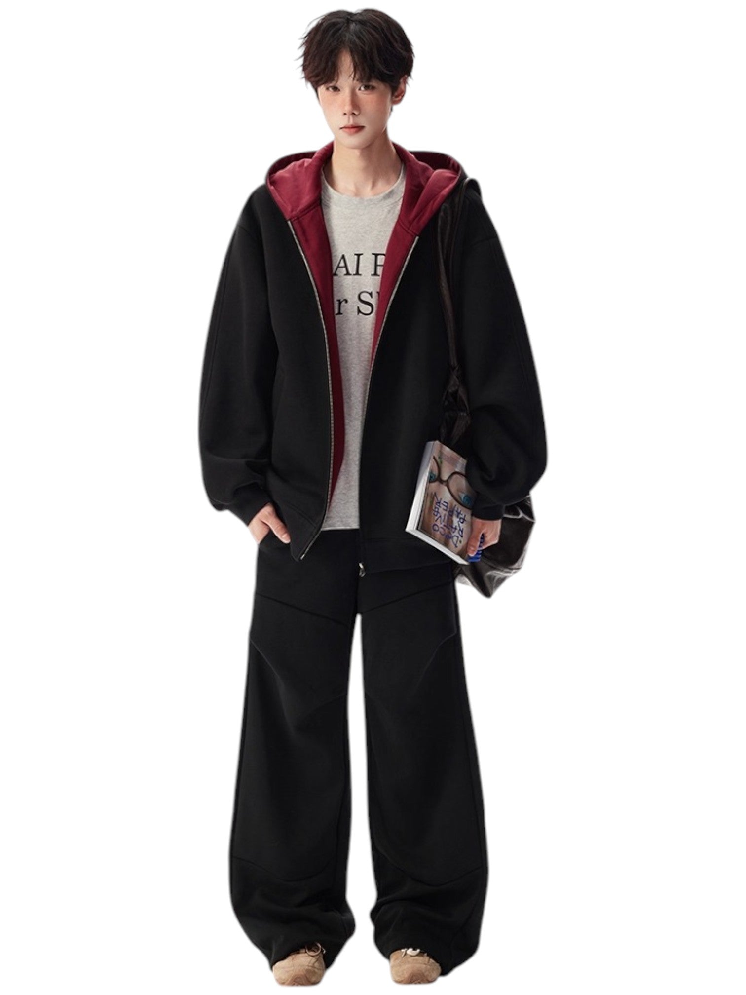 [OLD] FAUX TWO-PIECE HOODED LOOSE JACKET st5035