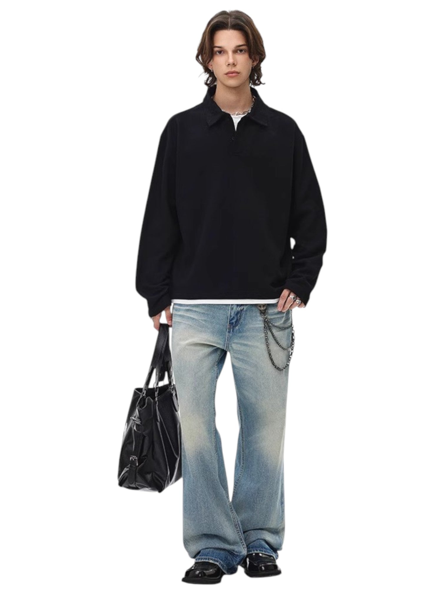 [BLAEXIT] BLAEXIT 레이어드 칼라 폴로 셔츠 st5043