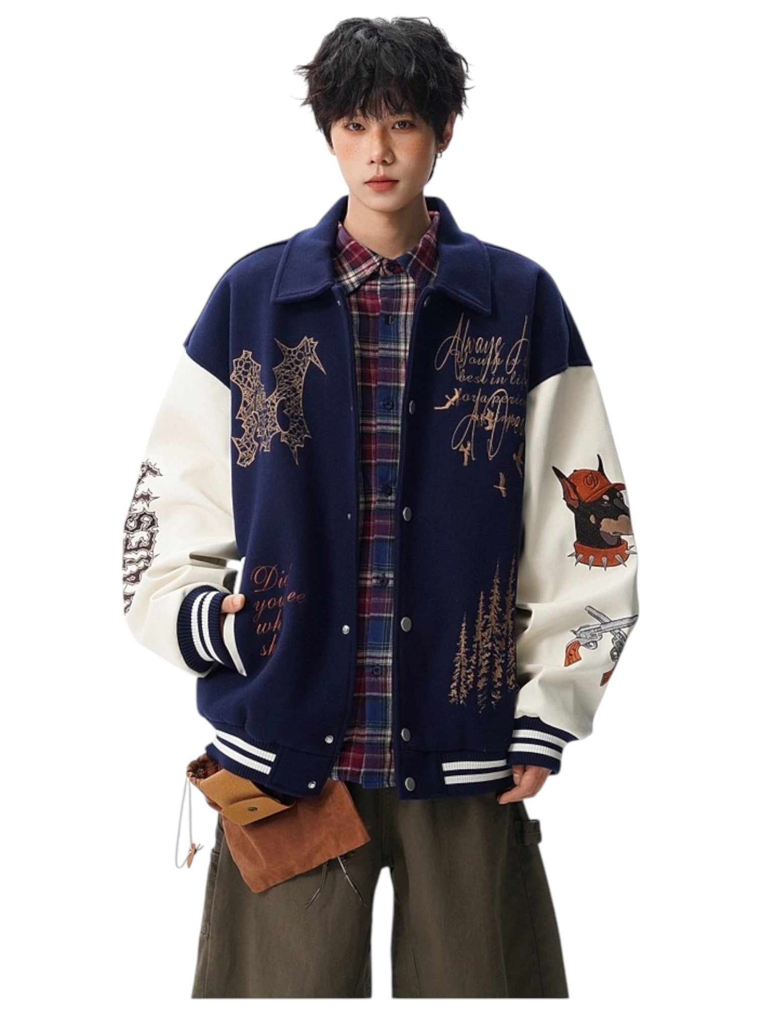 [W.K] PATCHED VARSITY EMBROIDERED JACKET st5030