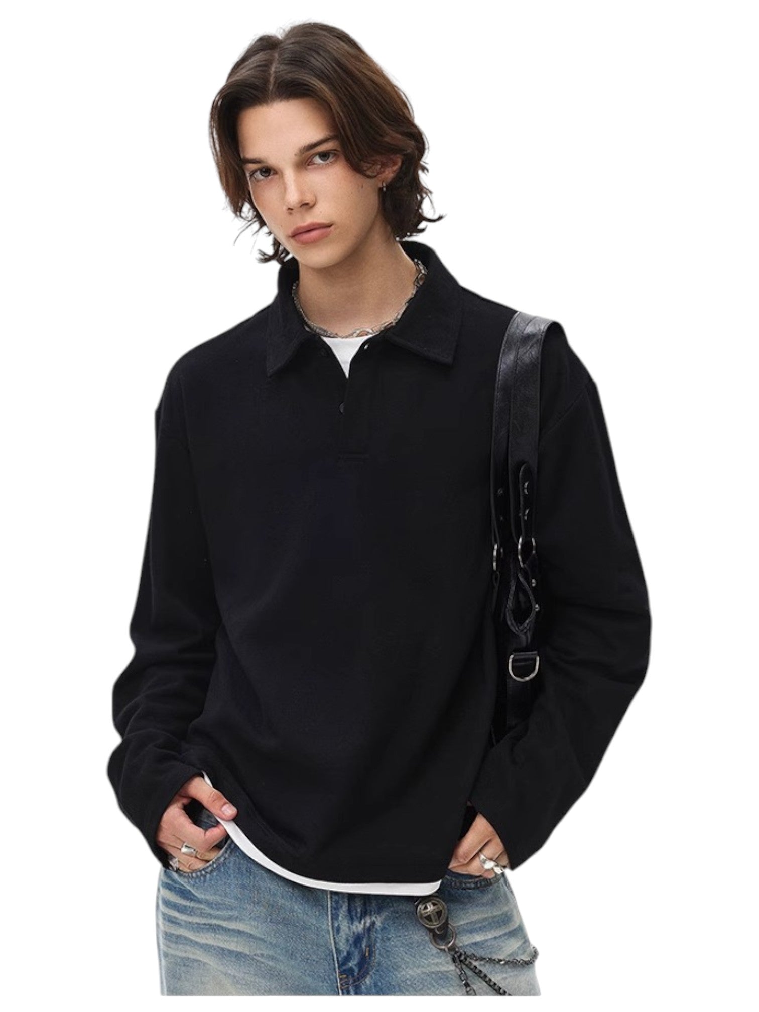 [BLAEXIT] BLAEXIT 레이어드 칼라 폴로 셔츠 st5043