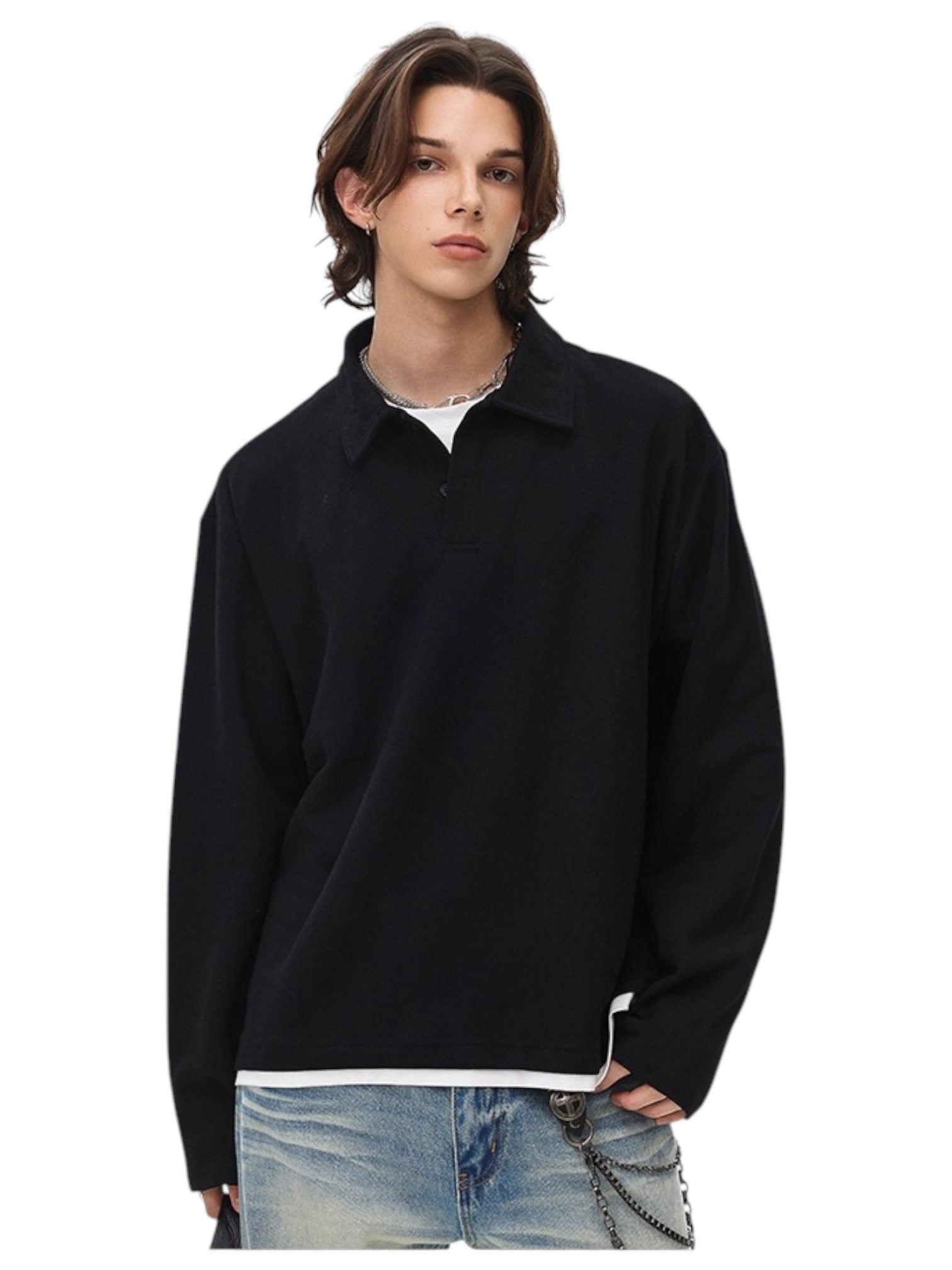 [BLAEXIT] BLAEXIT 레이어드 칼라 폴로 셔츠 st5043