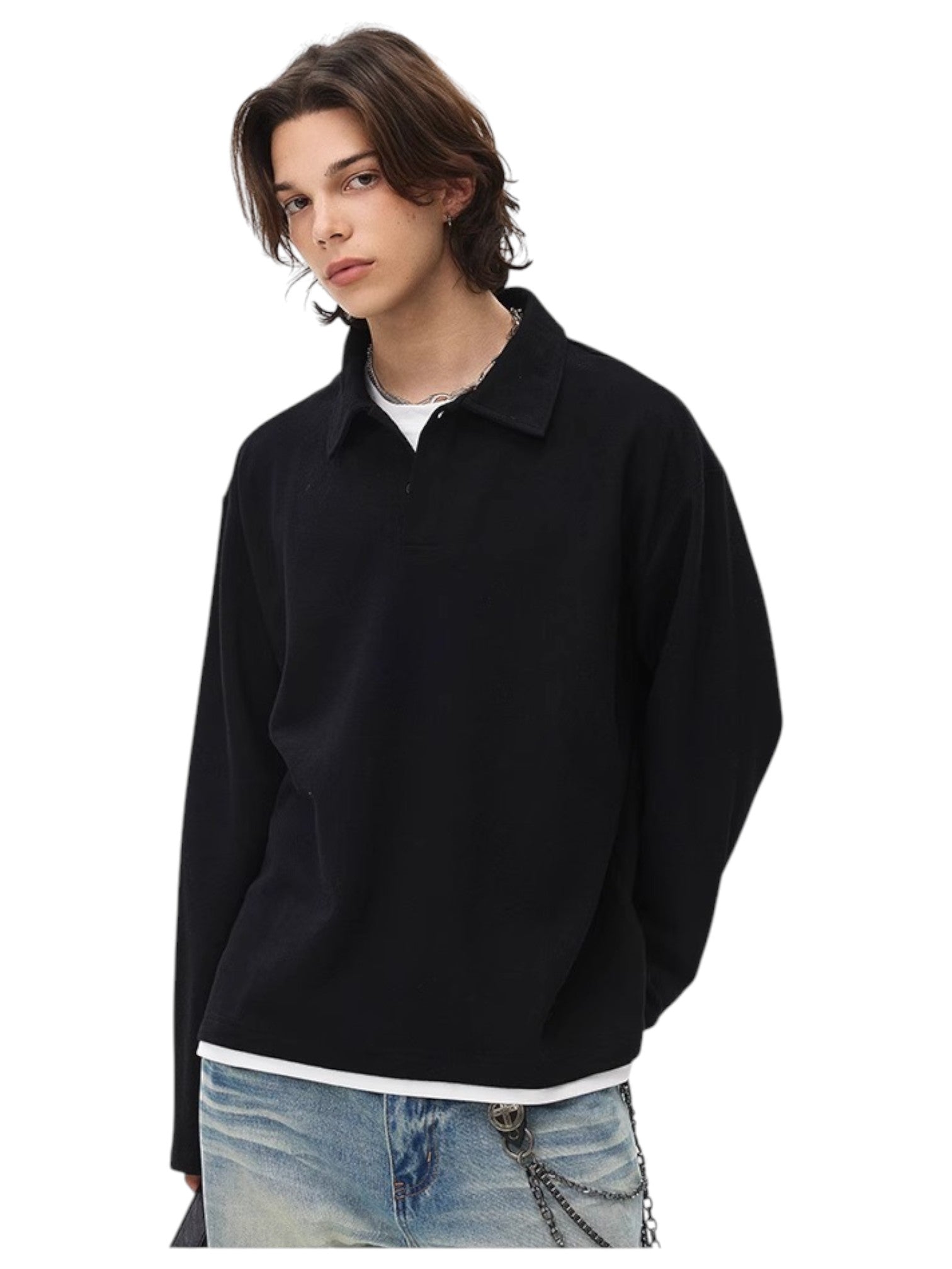 [BLAEXIT] BLAEXIT 레이어드 칼라 폴로 셔츠 st5043