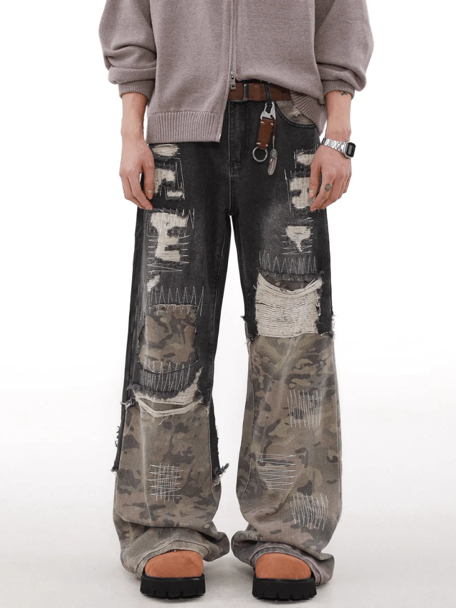 [MRNEARLY] camouflage loose straight jeans st1848