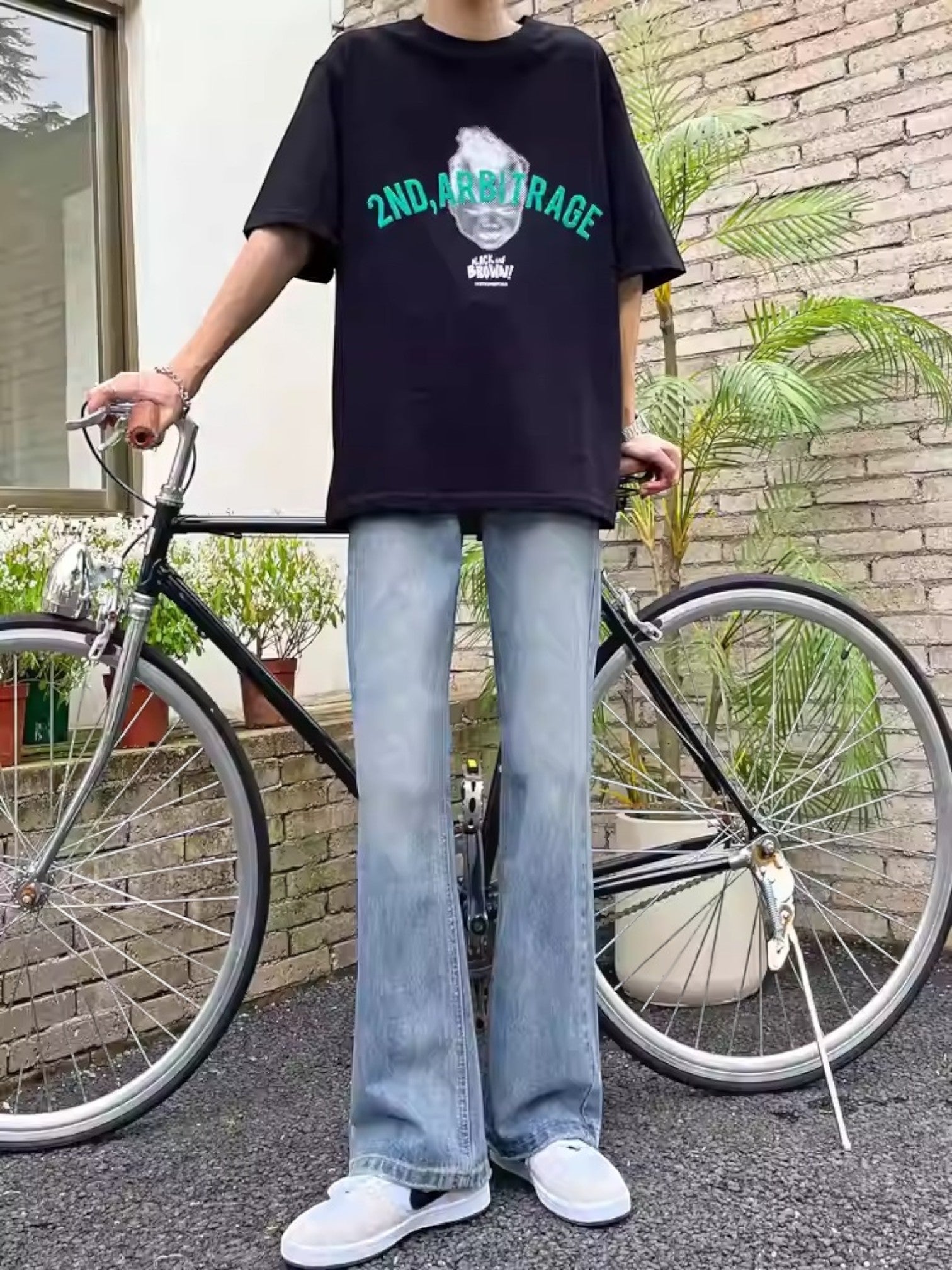 [A6 studio] LOOSE DRAPE BOOTCUT JEANS st5043