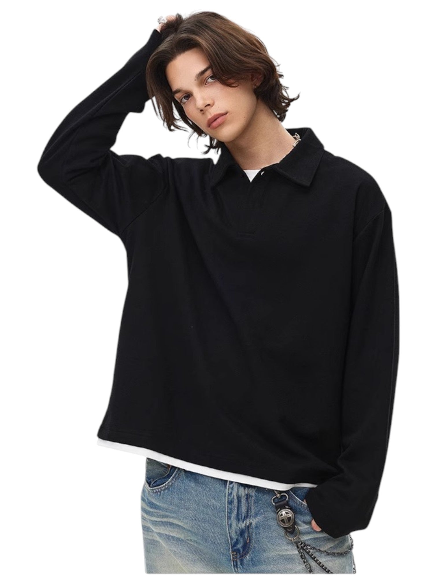 [BLAEXIT] BLAEXIT 레이어드 칼라 폴로 셔츠 st5043