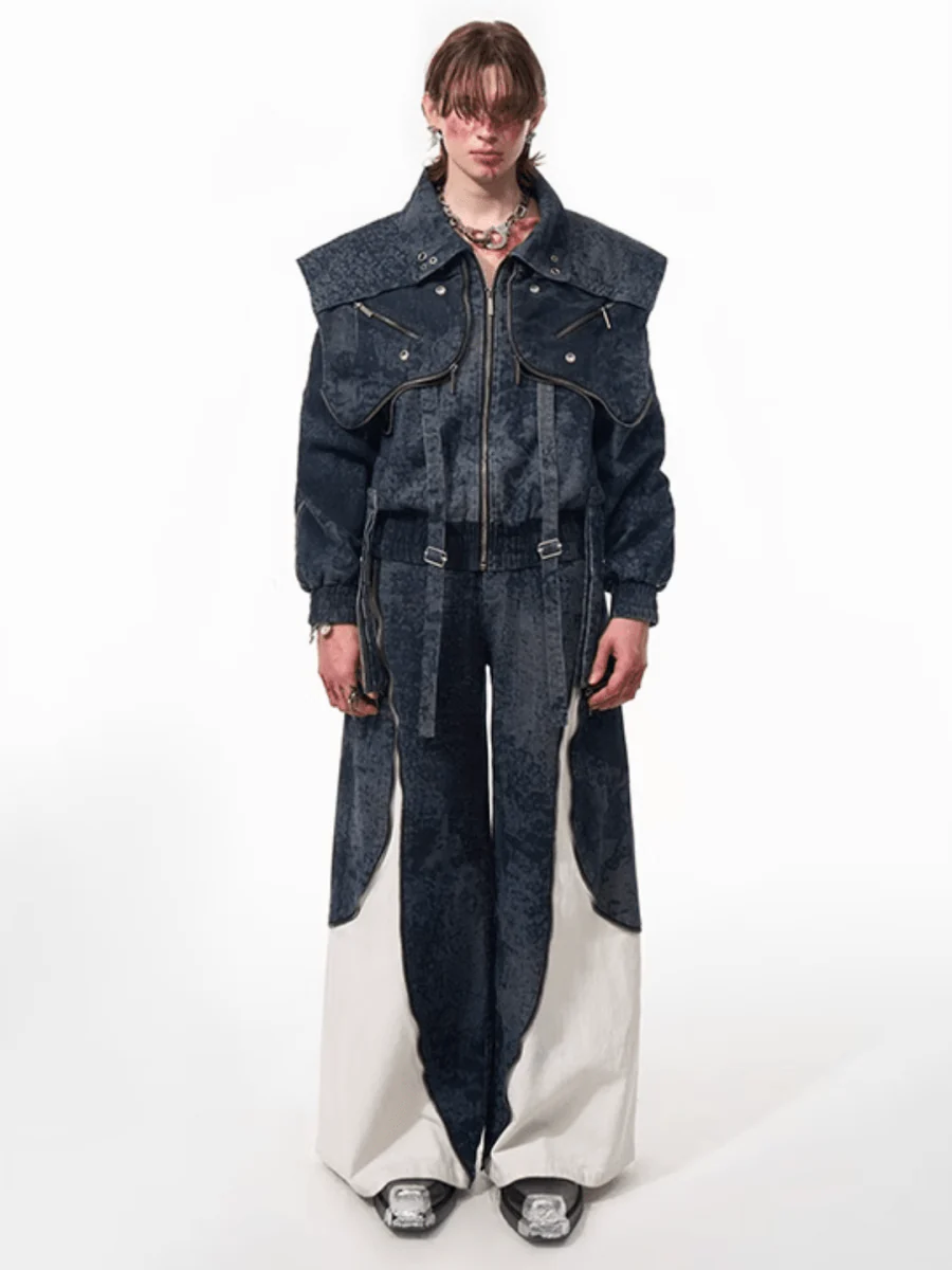 [STARTEXCEEDEND] Zipper structure splicing Jacket + Bottoms st1878