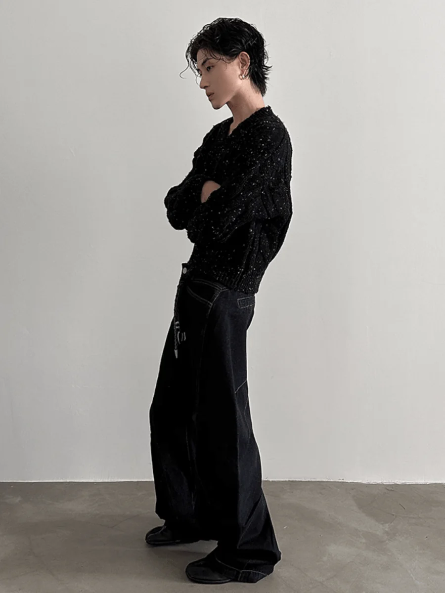 [VERY FEWEST ]Black Washed Jeans st1838