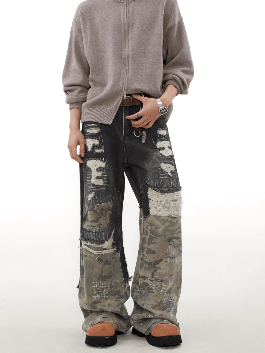 [MRNEARLY] camouflage loose straight jeans st1848