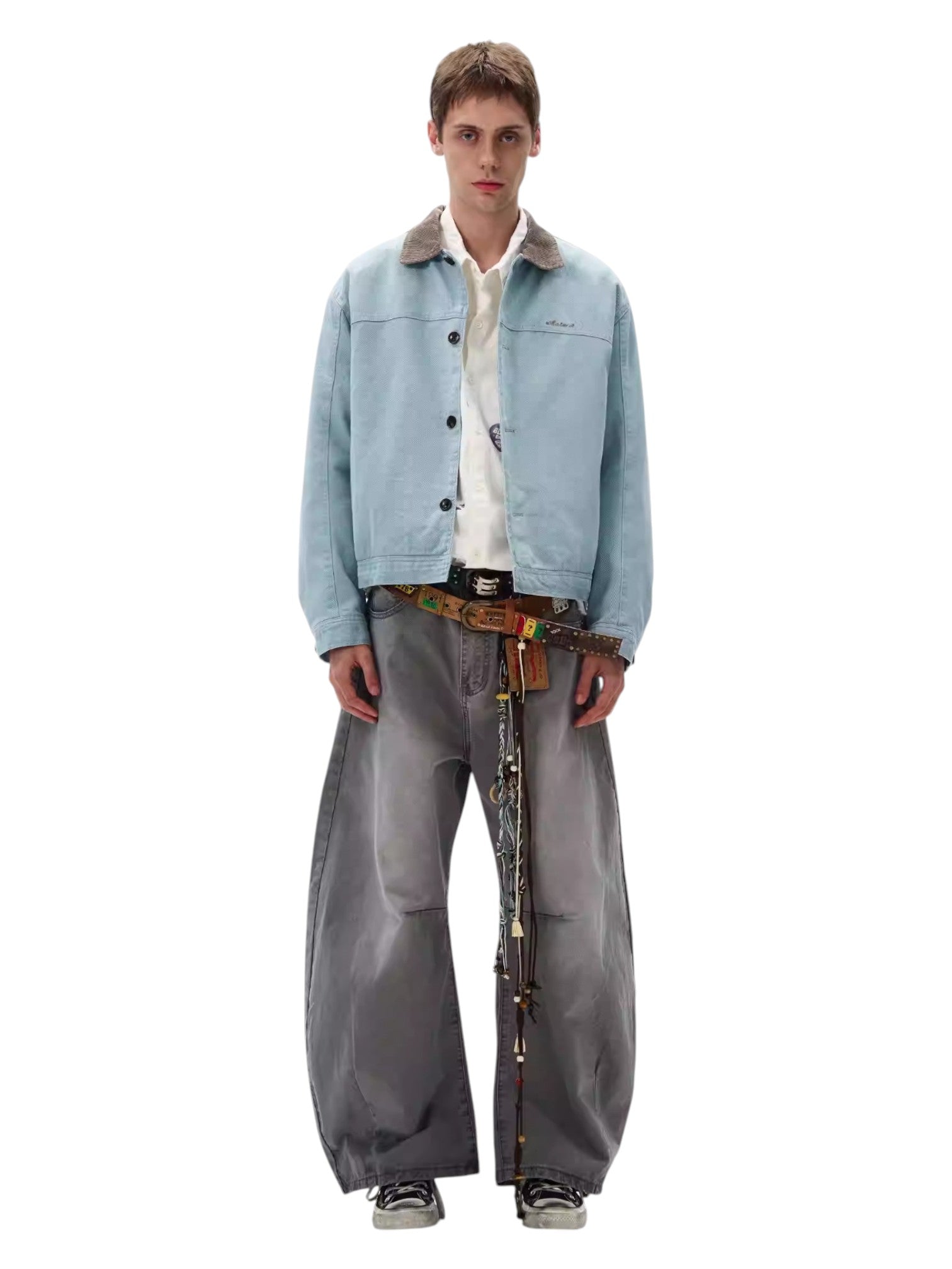 [MADWITCH] WASHED RETRO CONTRAST COLLAR WORKWEAR JACKET st5036