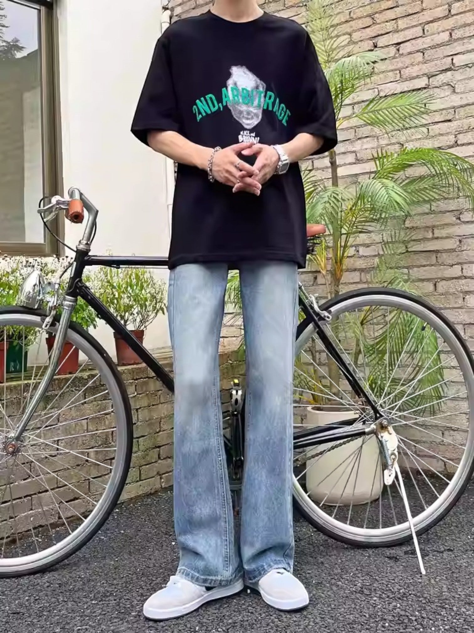 [A6 studio] LOOSE DRAPE BOOTCUT JEANS st5043