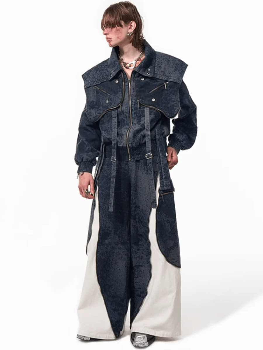 [STARTEXCEEDEND] Zipper structure splicing Jacket + Bottoms st1878