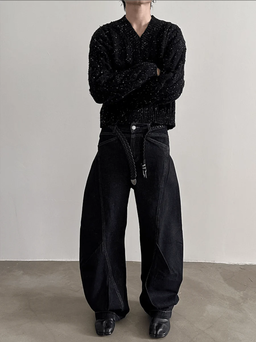 [VERY FEWEST ]Black Washed Jeans st1838