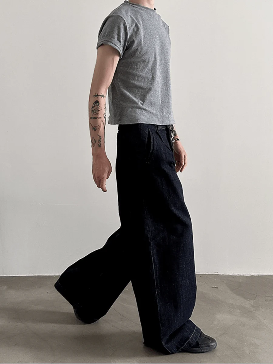 [GENESISBOY] 100% Cotton Wash Wide Leg Jeans st1840