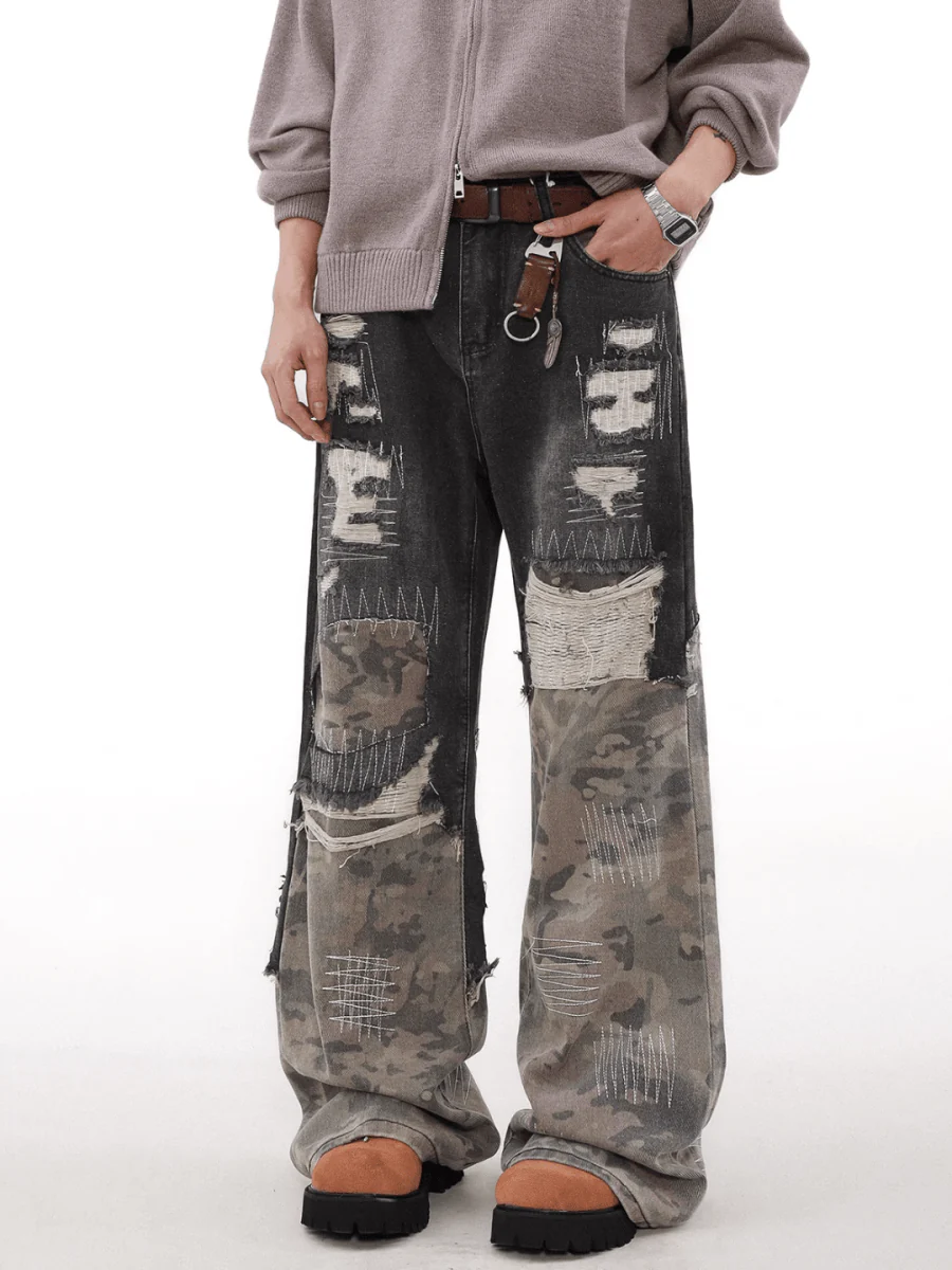 [MRNEARLY] camouflage loose straight jeans st1848