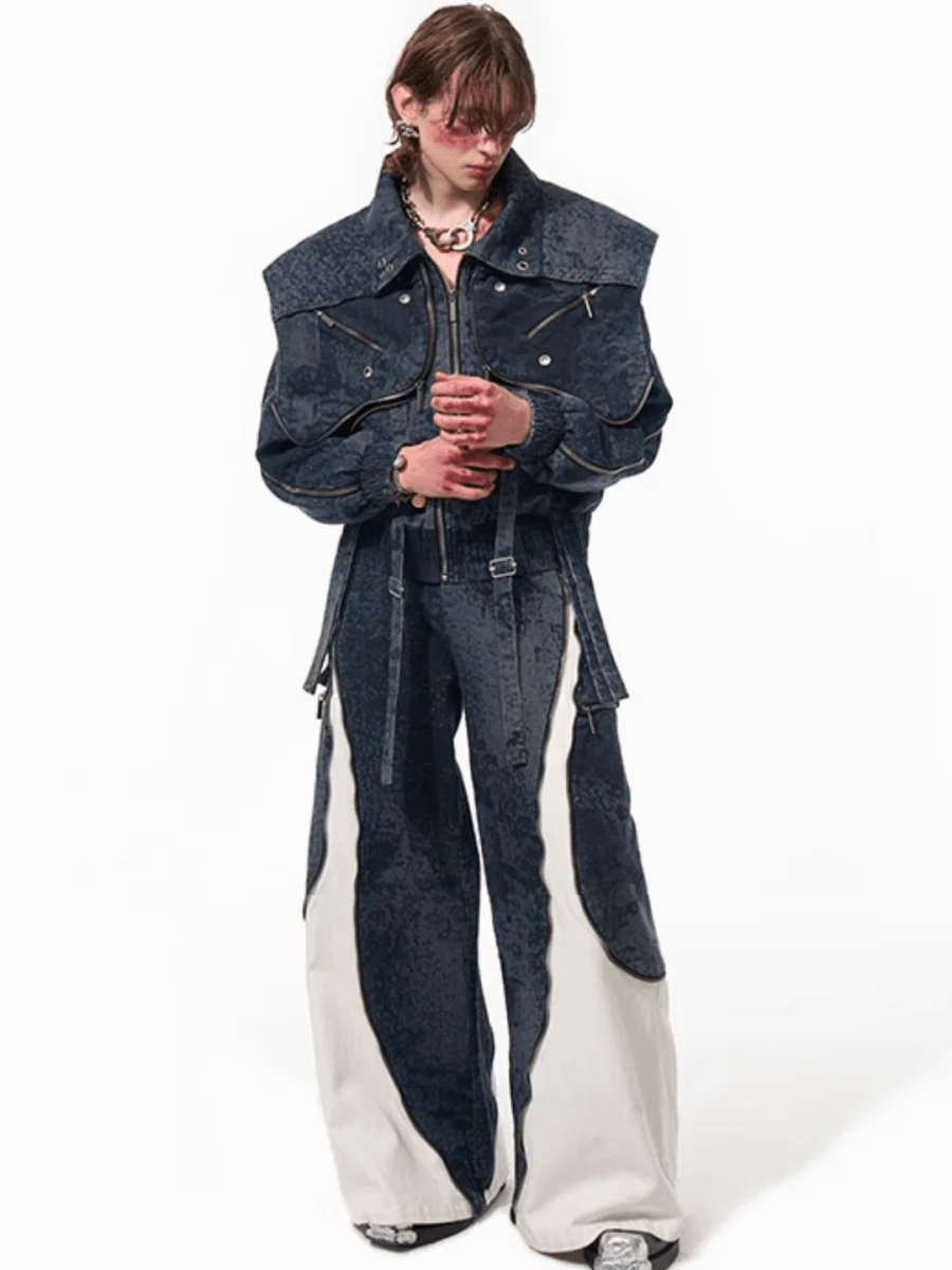 [STARTEXCEEDEND] Zipper structure splicing Jacket + Bottoms st1878