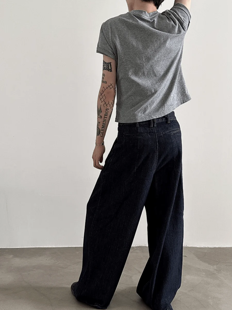 [GENESISBOY] 100% Cotton Wash Wide Leg Jeans st1840