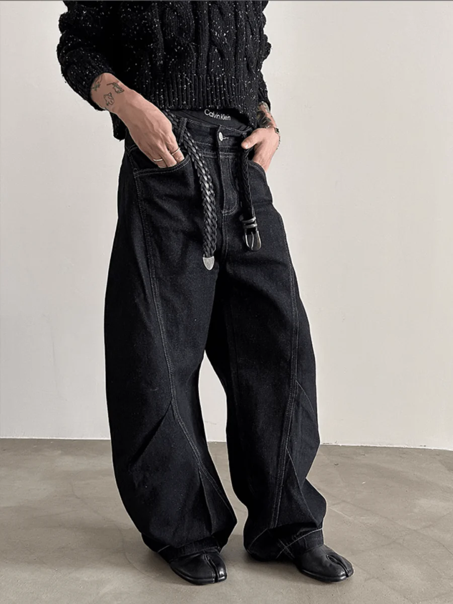 [VERY FEWEST ]Black Washed Jeans st1838