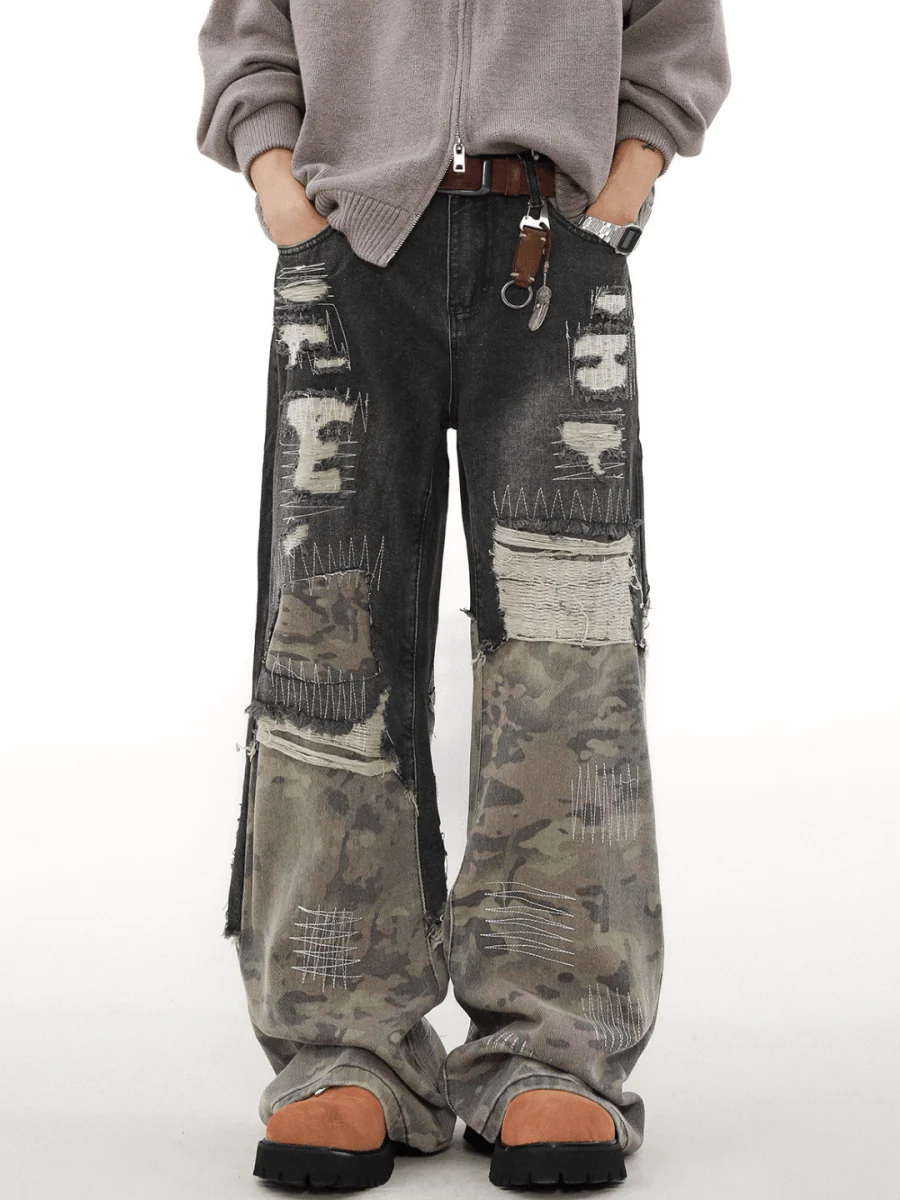 [MRNEARLY] camouflage loose straight jeans st1848