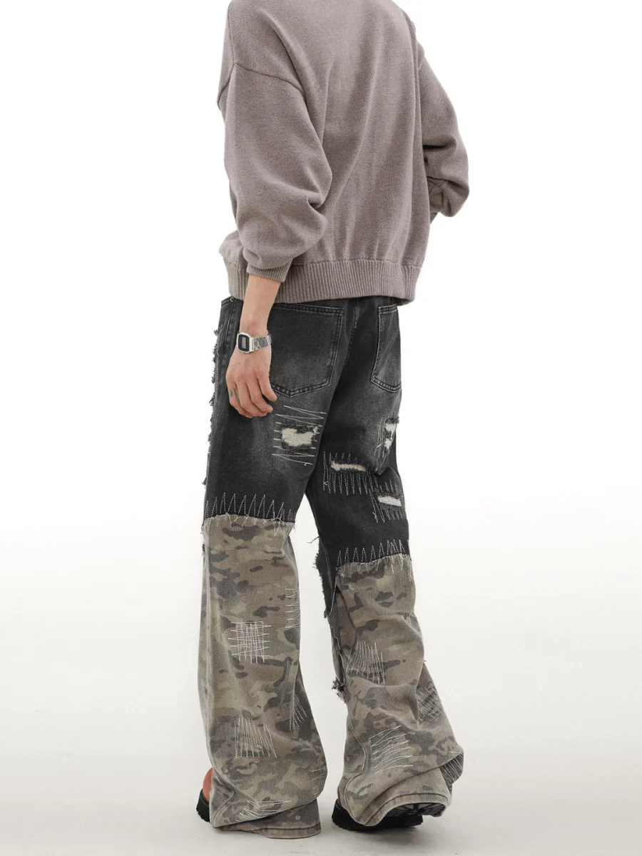[MRNEARLY] camouflage loose straight jeans st1848