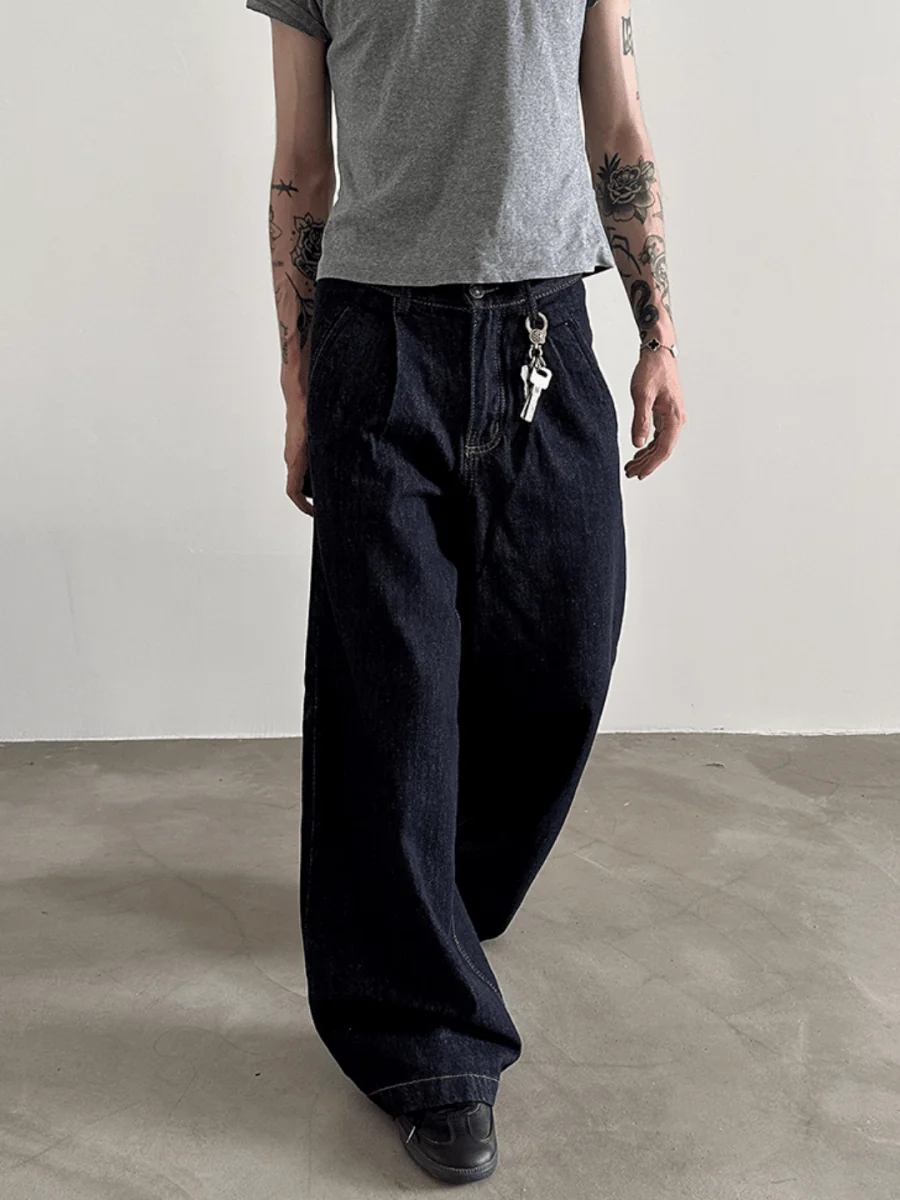 [GENESISBOY] 100% Cotton Wash Wide Leg Jeans st1840