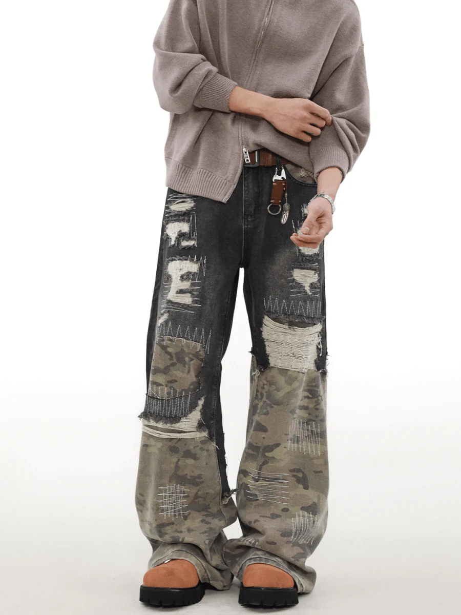 [MRNEARLY] camouflage loose straight jeans st1848