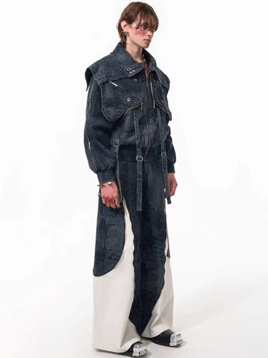 [STARTEXCEEDEND] Zipper structure splicing Jacket + Bottoms st1878