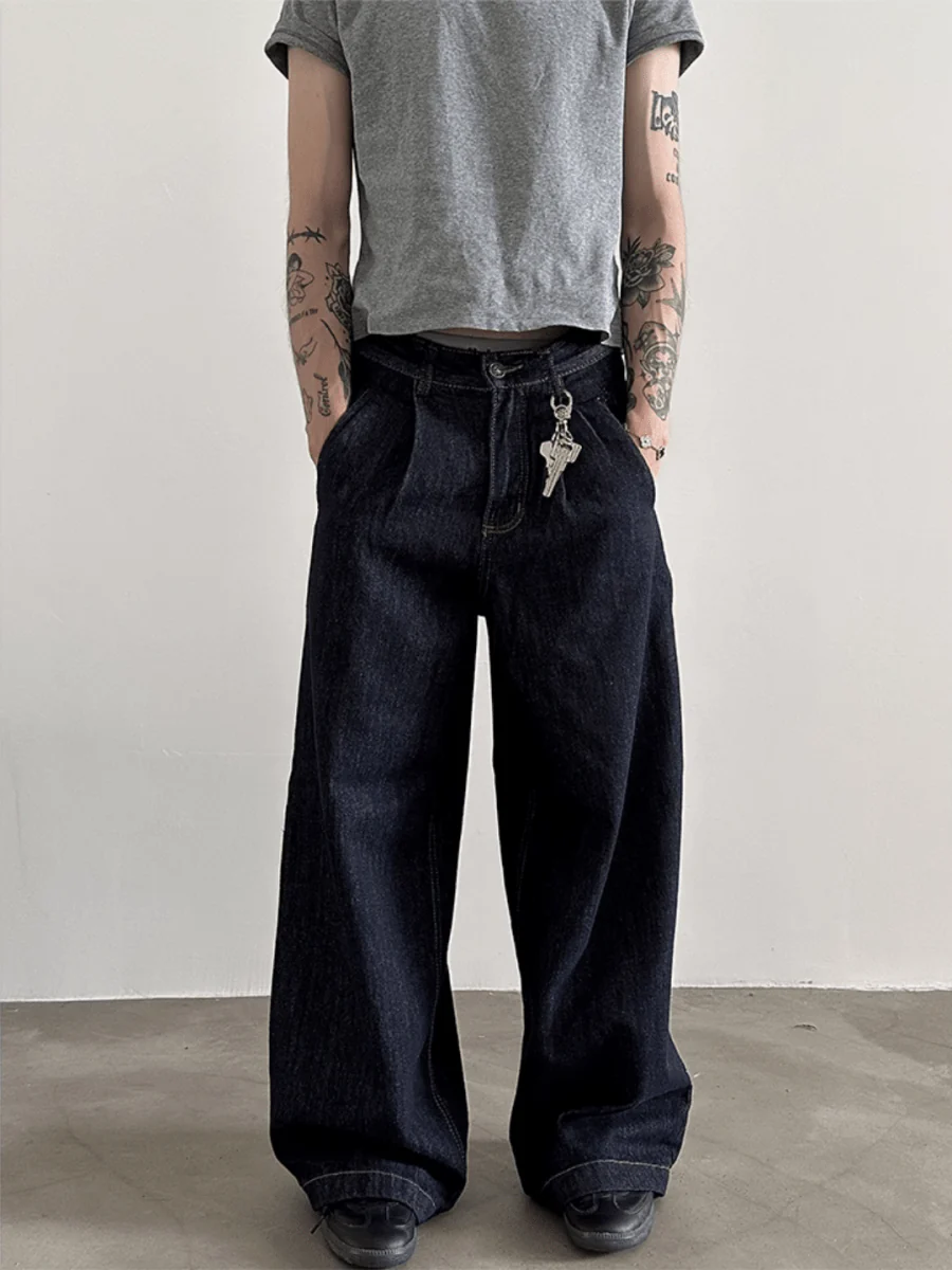[GENESISBOY] 100% Cotton Wash Wide Leg Jeans st1840