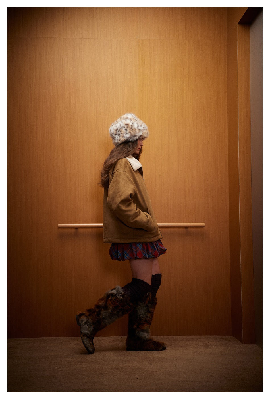 EMBROIDERED SHEARLING COLLAR SUEDE JACKET-RETRO BOMBER STYLE EHW5015